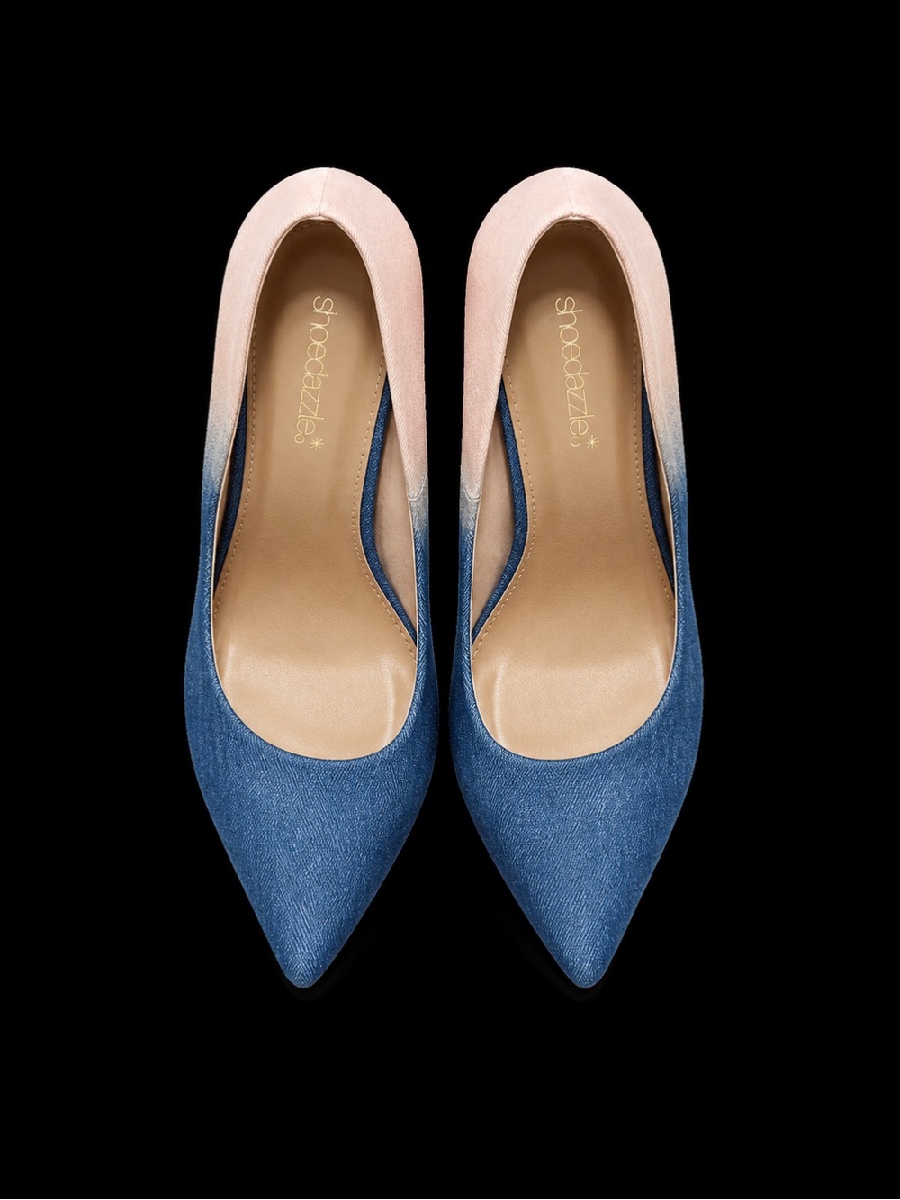 Like New Shoe Dazzle Two-Tone Blue and Pink Pointed Toe Pumps